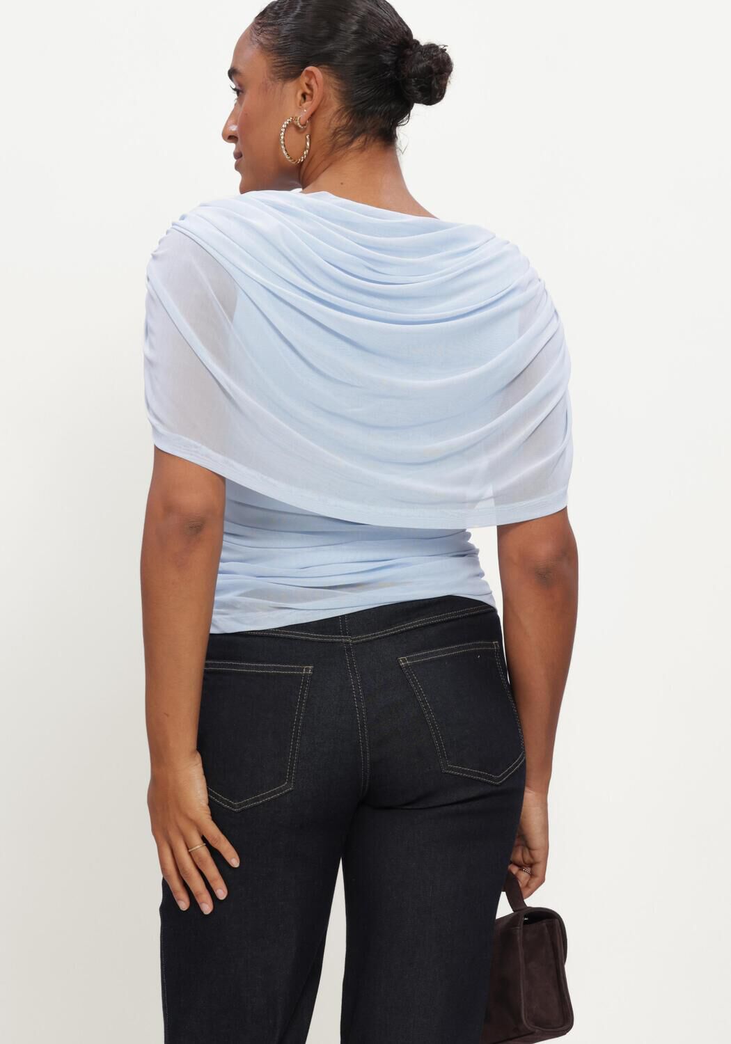NEO NOIR Haut COTTUNA DRAPY MESH TOP Bleu clair - large