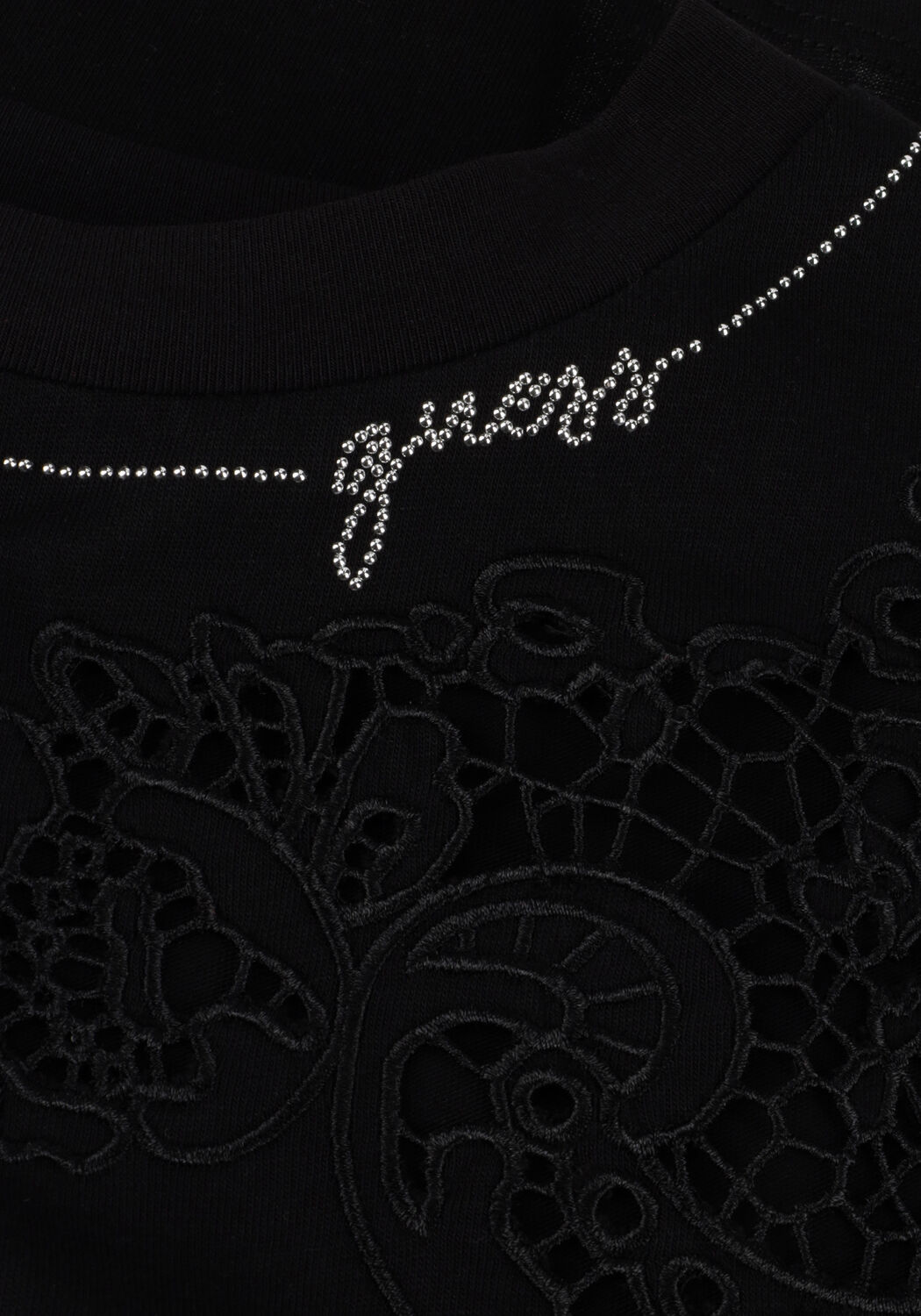 Zwarte GUESS T-shirt SS CN AJOUR LACE TEE - large