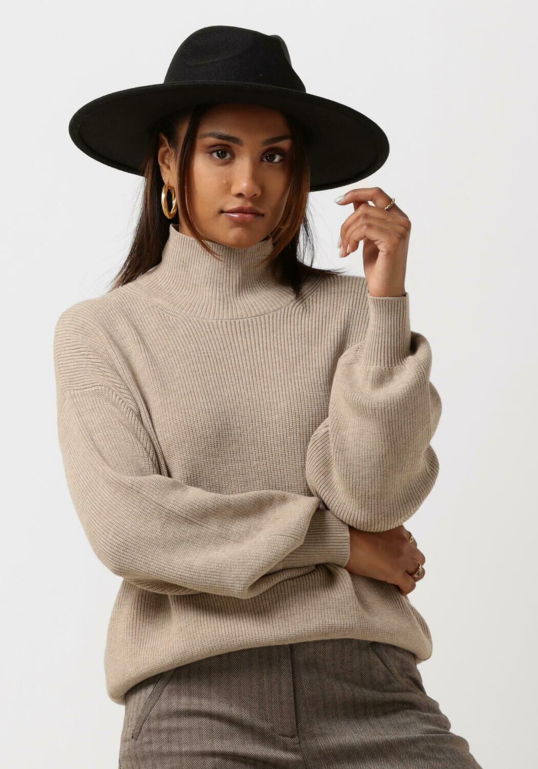 Beige MSCH COPENHAGEN Coltrui MAGNEA RACHELLE RIB PULLOVER Omoda