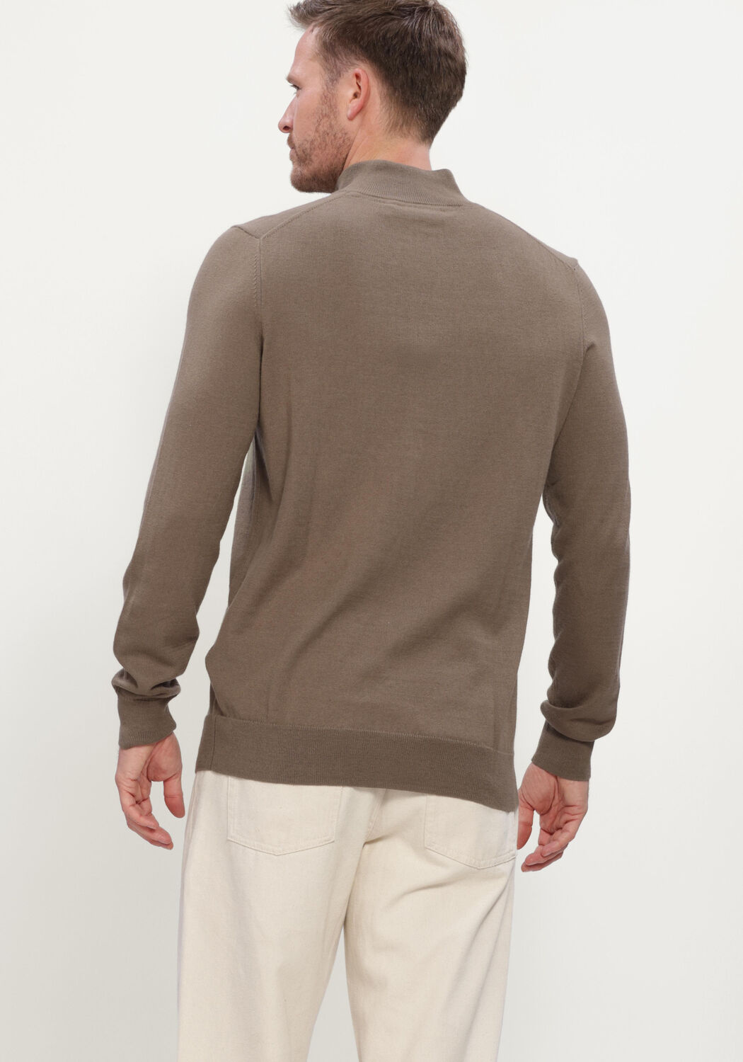 LYLE & SCOTT Pull COTTON MERINO QUARTER ZIP JUMPER en marron - large