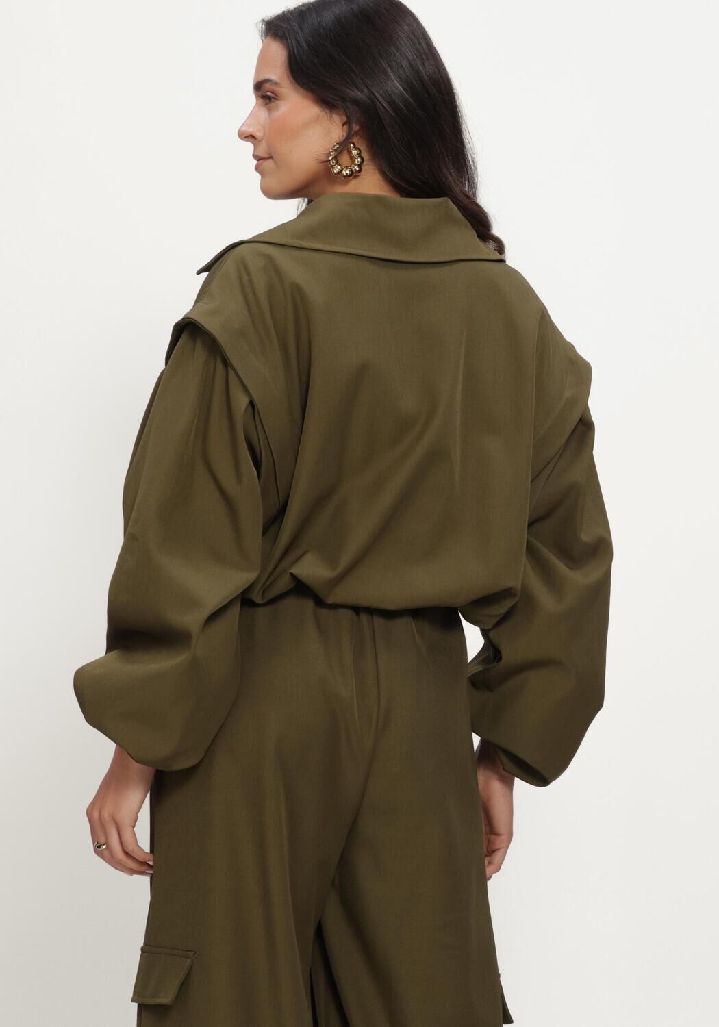REFINED DEPARTMENT Trenchcoats LADIES WOVEN BOMBER TRENCHCOAT LAYA Olive - large