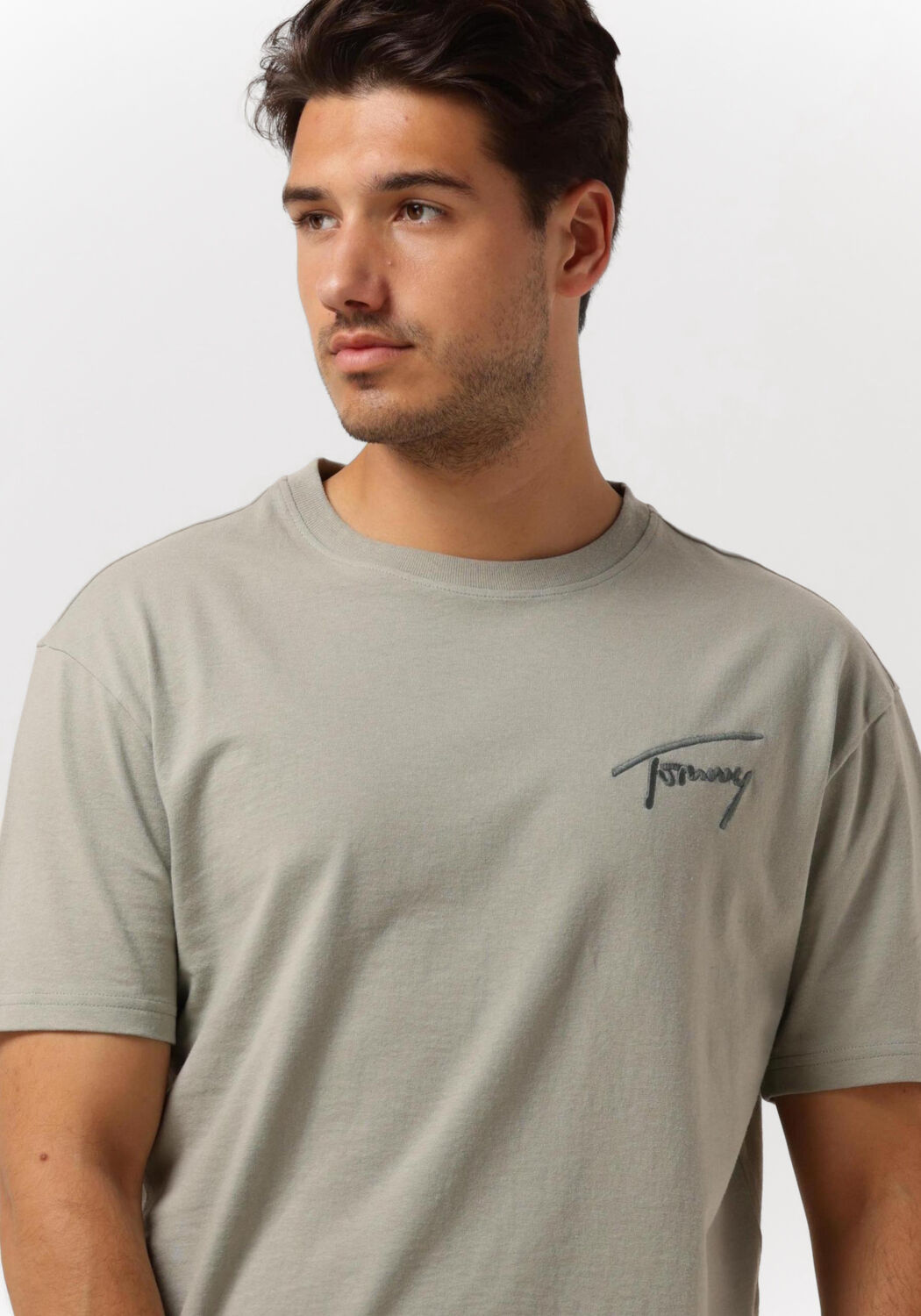 TOMMY JEANS T shirt TJM TOMMY SIGNATURE TEE en beige Omoda