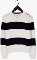 TOMMY HILFIGER Pull STRIPED BUTTON C-NK SWEATER en blanc