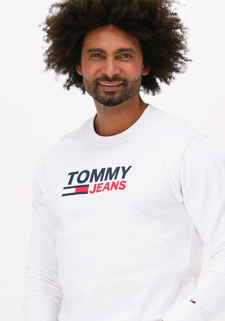 Witte TOMMY JEANS Sweater TJM CORP LOGO CREW - large