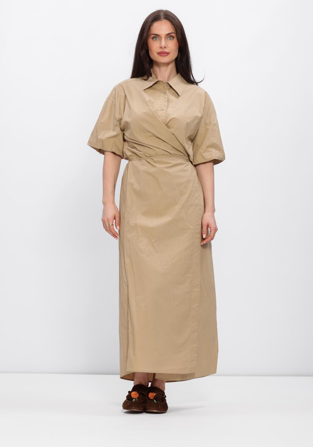 SECOND FEMALE Robe midi RHYE DRESS en marron - large