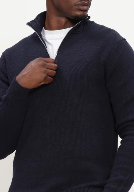 SELECTED MEN Pull SLHDANE LS KNIT STRUCTURE HALF ZIP NOOS Bleu fonc&eacute; - large
