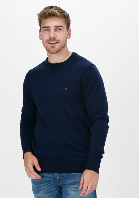 CALVIN KLEIN Pull SUPERIOR WOOL CREW NECK SWEATE en bleu - large
