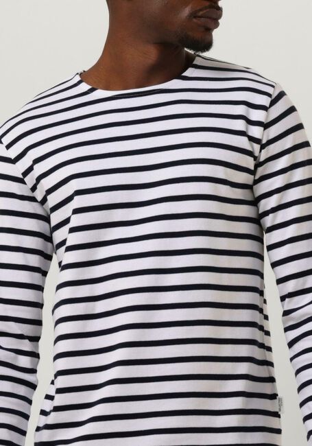 SELECTED HOMME SLHBRIAC STRIPE LS O-NECK TEE Polos & T-Shirts en blanc - large