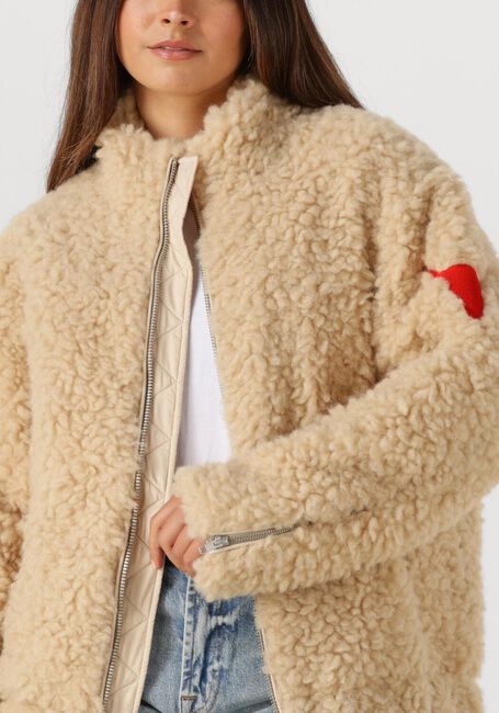 Beige ALIX THE LABEL Teddy jas LADIES WOVEN TEDDY COAT - large