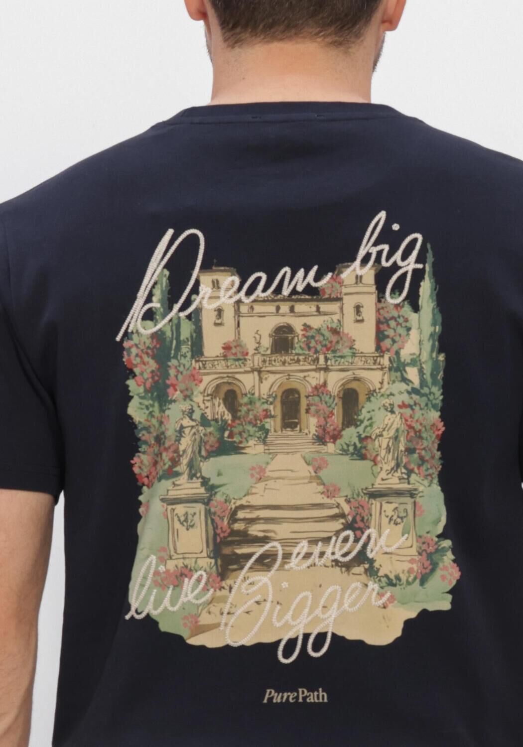 Donkerblauwe PURE PATH T-shirt MANSION T-SHIRT - large
