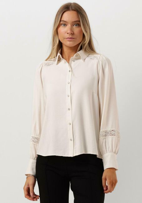 JANSEN AMSTERDAM Blouse W754 BLOUSE LACE DETAILS AND LONG PUFFSLEEVES en blanc - large