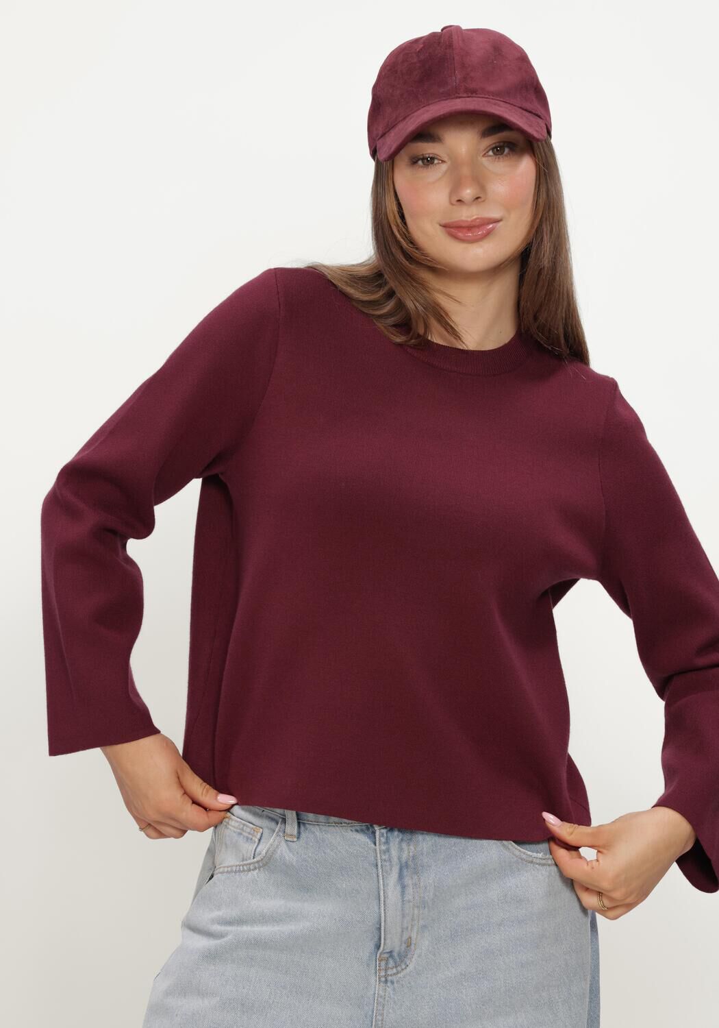 Bordeaux OBJECT Trui OBJREYNARD O-NECK PULLOVER - large