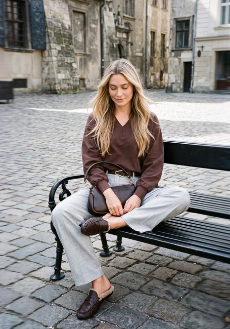 AIMEE THE LABEL KAAPSTADW6 SWEATER Pulls & Gilets en marron - large