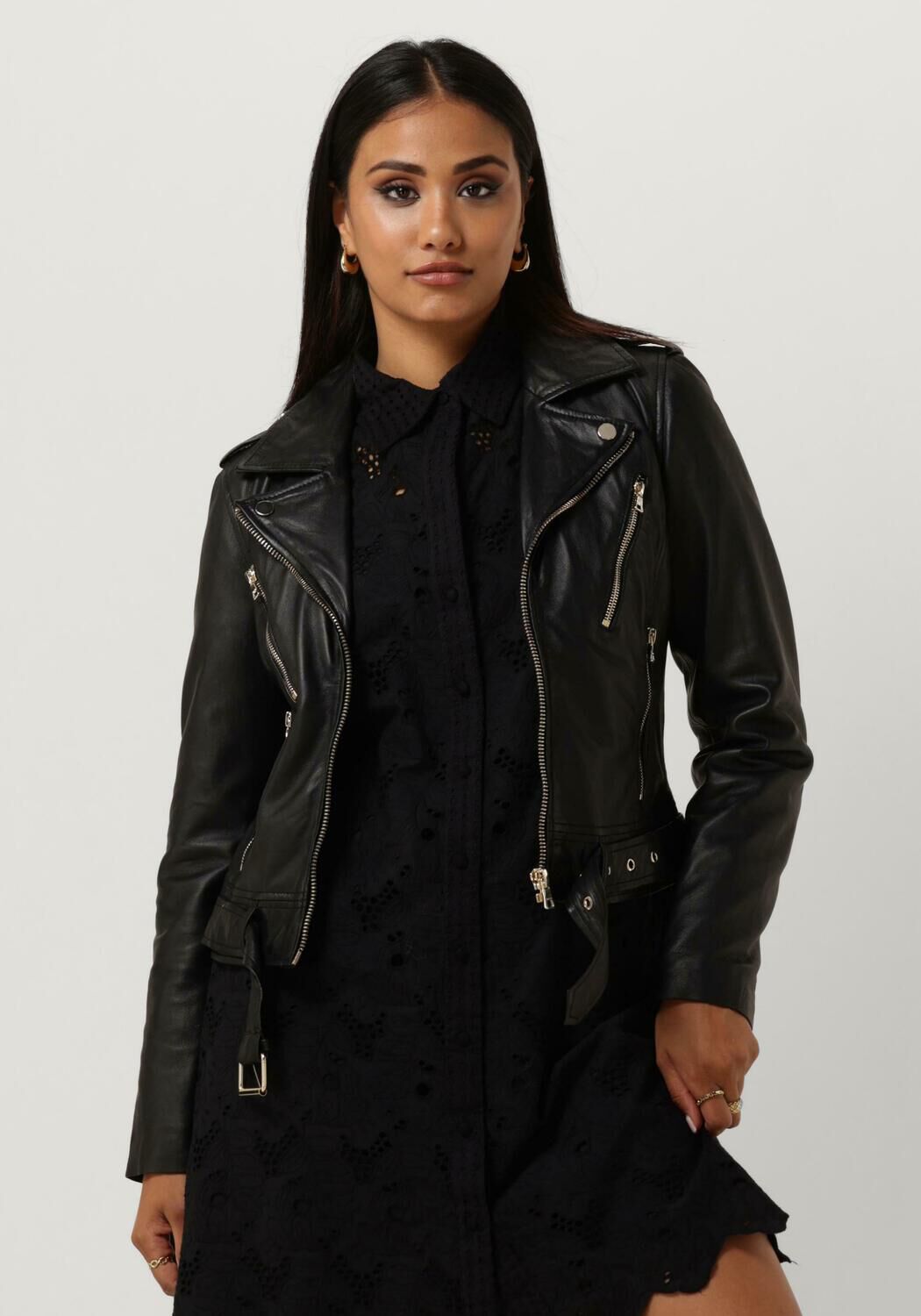 Zwarte IBANA Leren jas MOSS Omoda