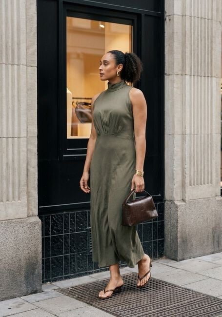 Khaki DRYKORN Maxi jurk AMABEL - large