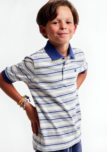 AO76 Polo CARTER STRIPED POLO en bleu - large
