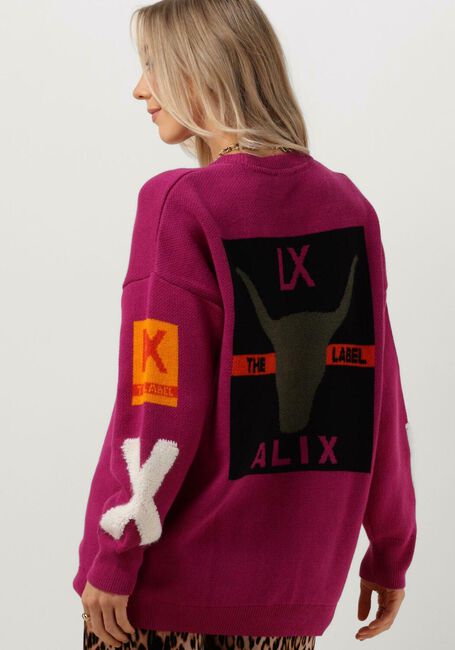 ALIX THE LABEL Pull LADIES KNITTED ART WORK PULLOVER Bordeaux - large