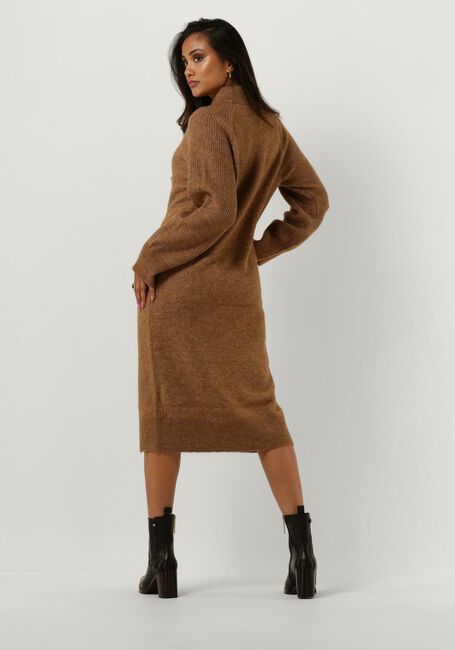 Bruine SELECTED FEMME Midi jurk SLFRENA LS HIGH NECK KNIT DRESS - large