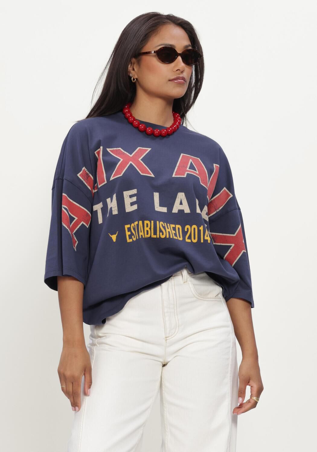 Blauwe ALIX THE LABEL Tops & T-shirts LADIES KNITTED BIG ALIX ALIX T-SHIRT - large