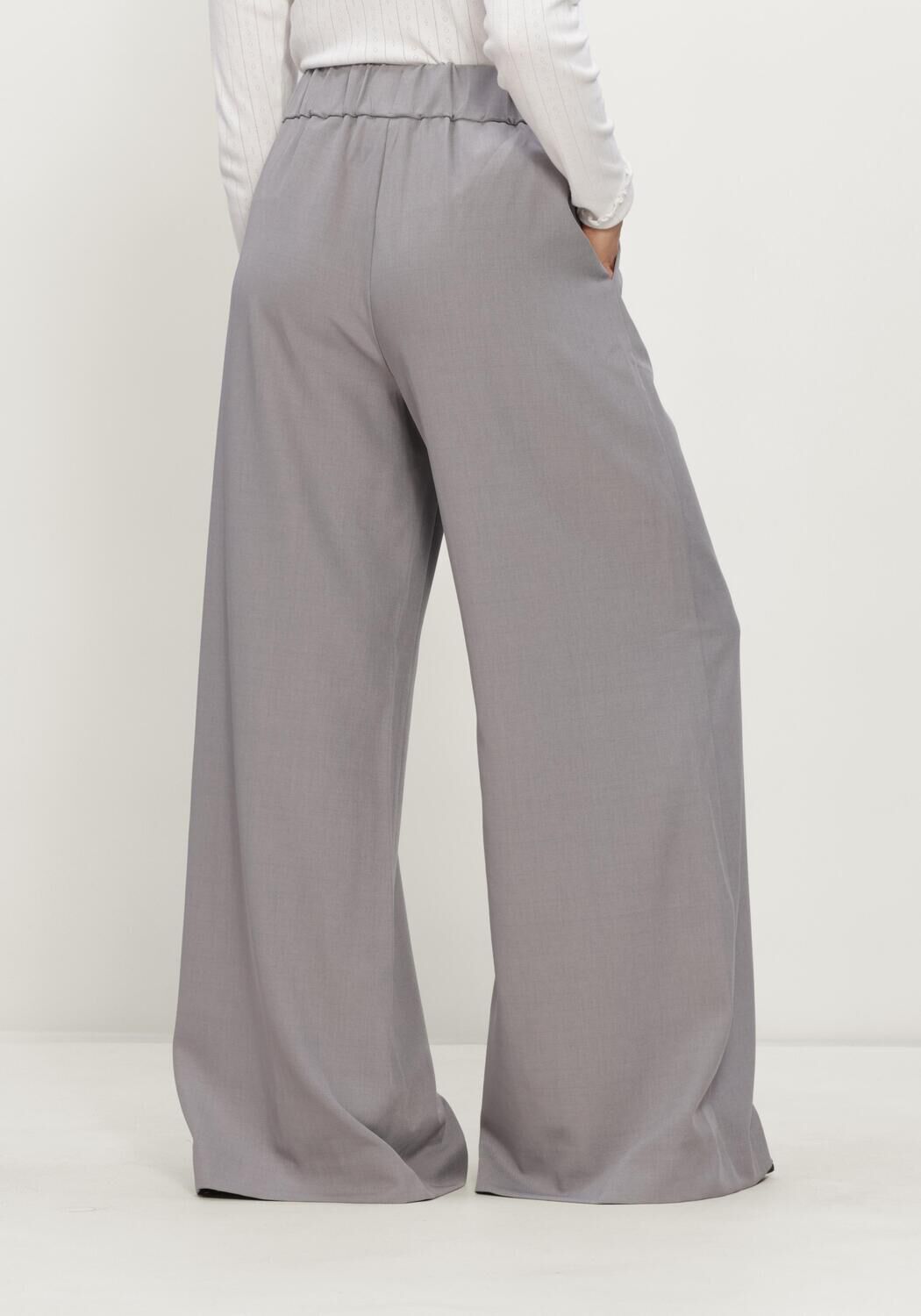 Grijze NEO NOIR Wijde broek JANEL STRUCTURE PANTS - large
