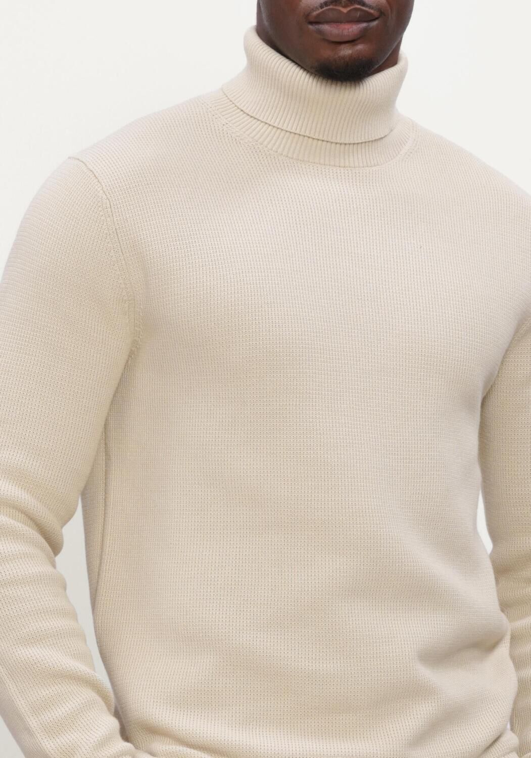 SELECTED MEN Col roul&eacute; SLHDANE LS KNIT STRUCTURE ROLL NECK NOOS en beige - large