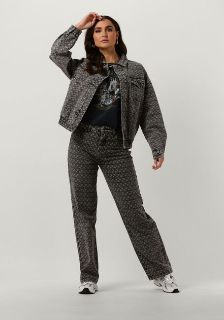 ALIX THE LABEL Wide jeans LADIES WOVEN FANCY DENIM PANTS Gris foncé - large