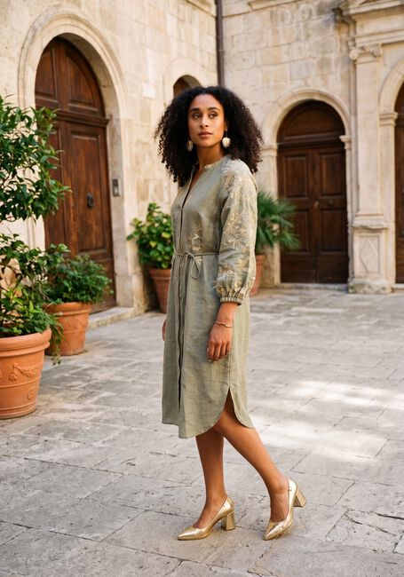 Groene GREEK ARCHAIC KORI Midi jurk S26K-2143242 - large