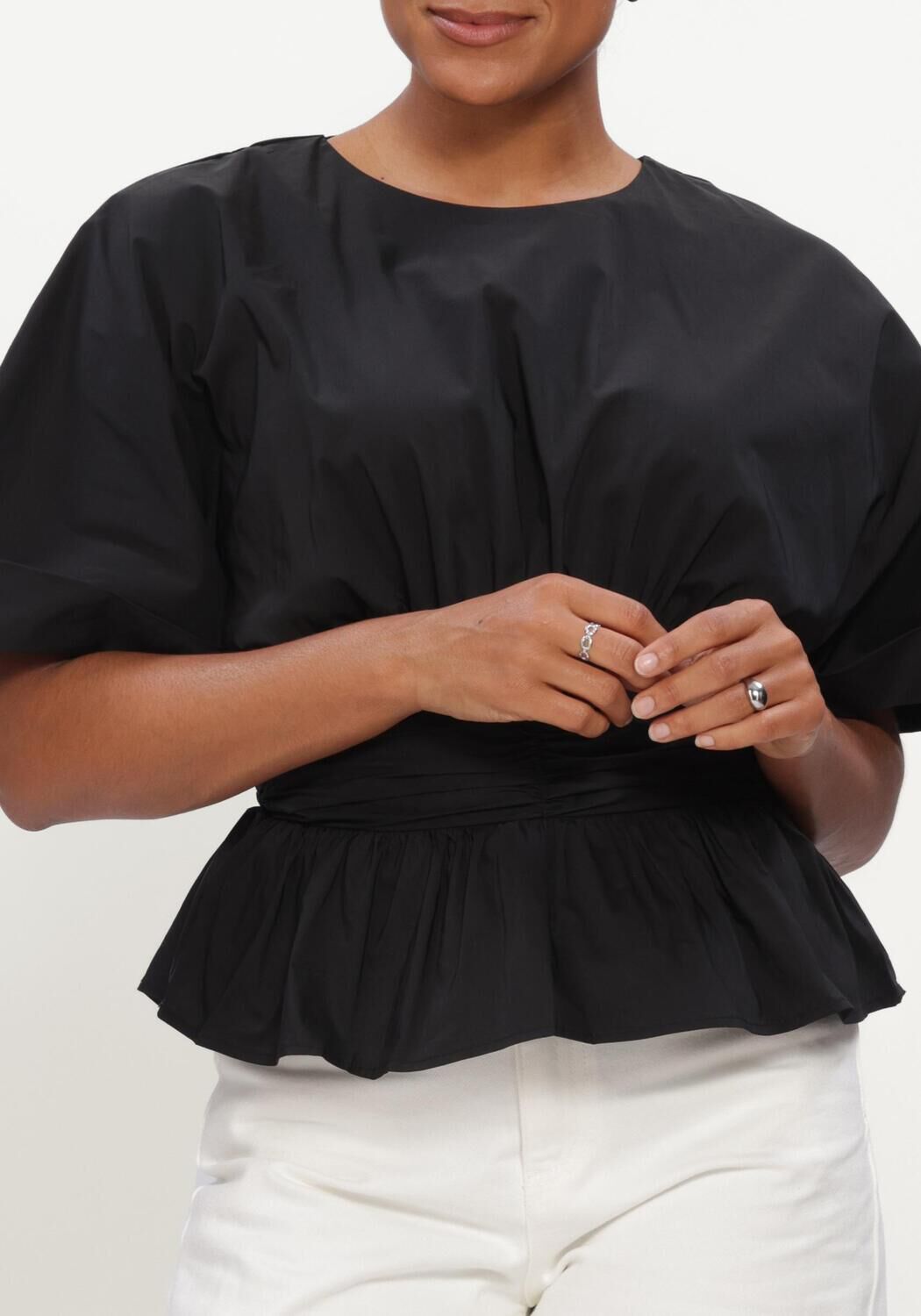 Zwarte NEO NOIR  ANNEGRET POPLIN BLOUSE - large