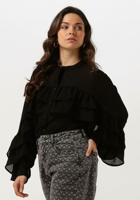 ALIX THE LABEL LADIES WOVEN STRUCTURED CHIFFON RUFFLE BLOUSE Blouses en noir - large