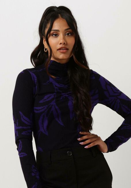 Paarse JANSEN AMSTERDAM Tops & T-shirts VBF101 JERSEY PRINT TOP WITH WRINKLING AT TURTLE NECK - large