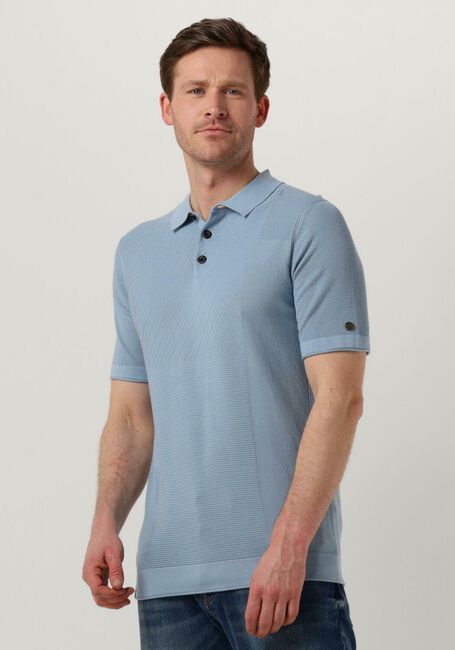 Lichtblauwe CAST IRON Polo SHORT SLEEVE POLO COTTON MODAL - large