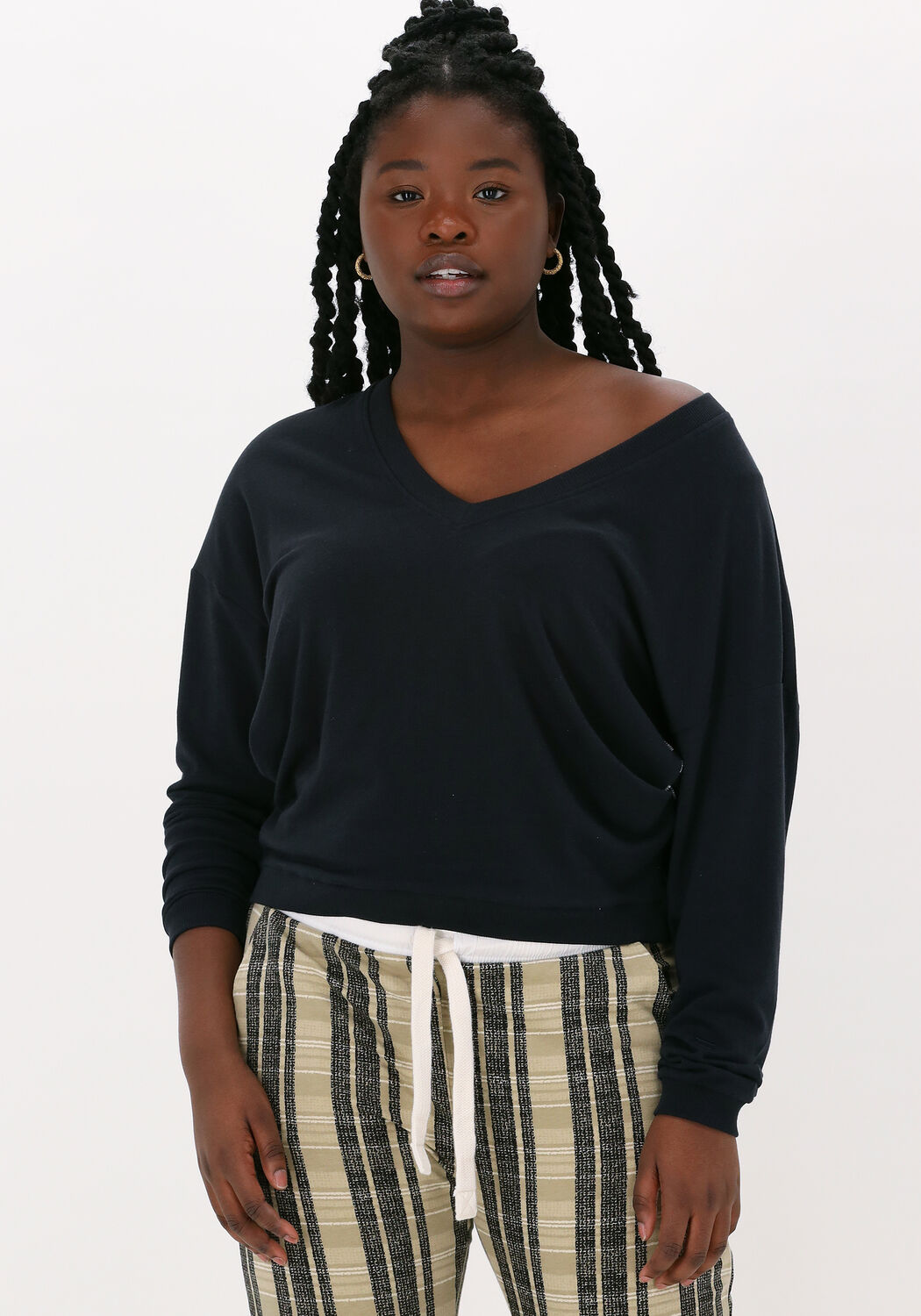 Donkerblauwe 10DAYS Trui SOFT V NECK SWEATER Omoda