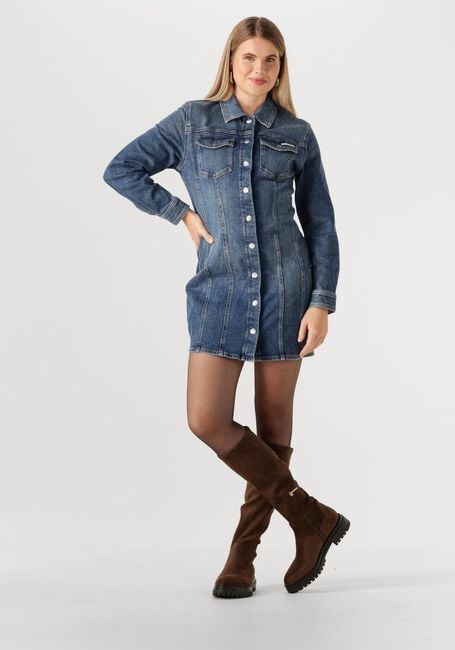 Blauwe CALVIN KLEIN Mini jurk LS DENIM MINI DRESS - large