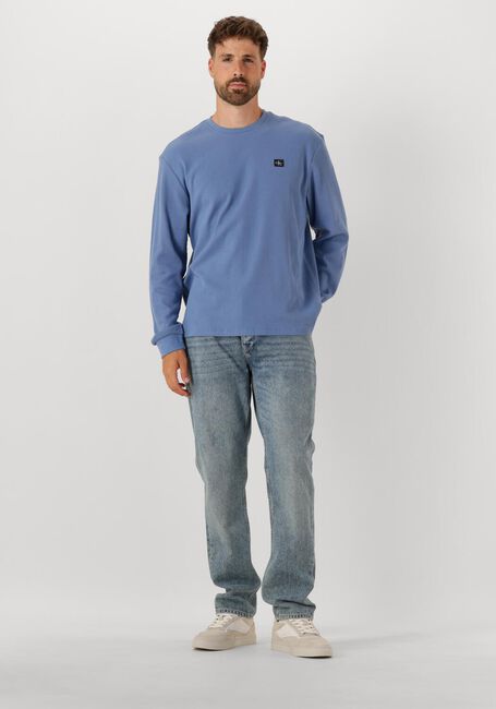 Lichtblauwe CALVIN KLEIN Trui LS WAFFLE BADGE CREWNK TEE - large