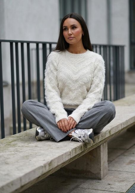 OBJECT Pull OBJHOLLOW L/S RE KNIT PULLOVER Cr&egrave;me - large