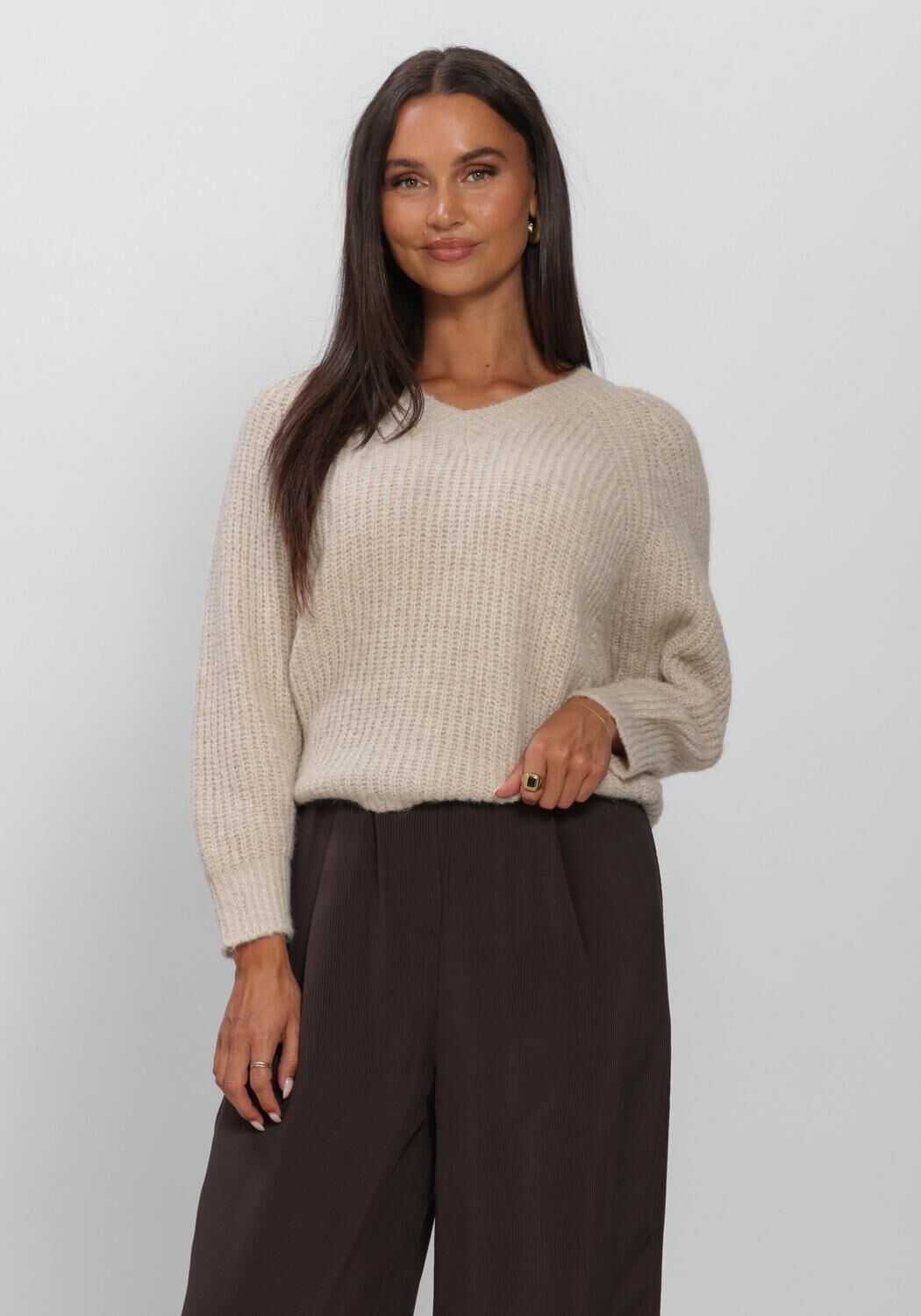 Beige BY-BAR Trui LUNE PULLOVER - large