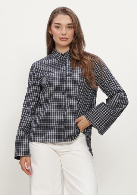 Donkerblauwe NEO NOIR  DREW CHECK BEDAZ SHIRT - large