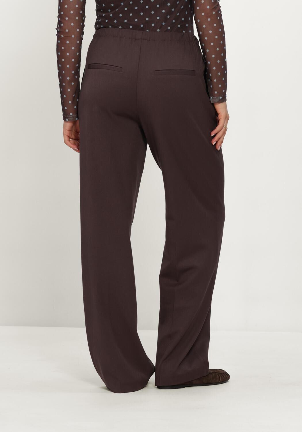 Bruine OBJECT Wijde broek OBJLISA MW TIE WIDE PANT NOOS - large