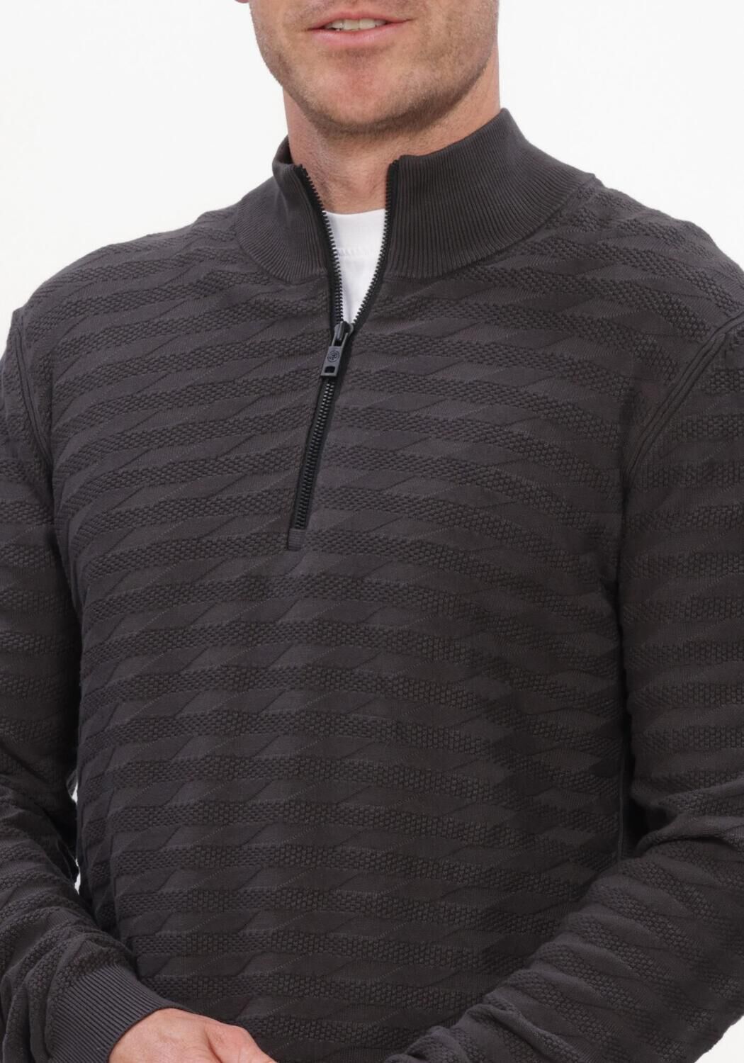 CAST IRON Pull HALF ZIP COLLAR SLIM FIT COMFORT BLEND Gris fonc&eacute; - large