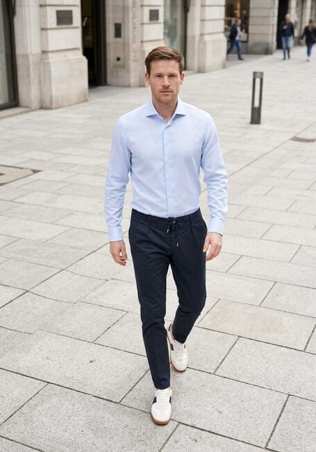 PROFUOMO Chemise classique FINE TWILL - SLIM FIT - NON IRON Bleu clair - large