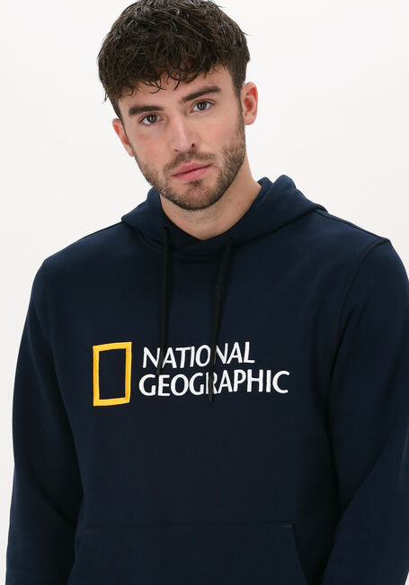 NATIONAL GEOGRAPHIC Chandail UNISEX HOODY WITH BIG LOGO Bleu foncé - large