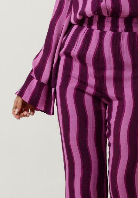 Paarse COLOURFUL REBEL Wijde broek MELODY STRIPES STRAIGHT PANTS - large