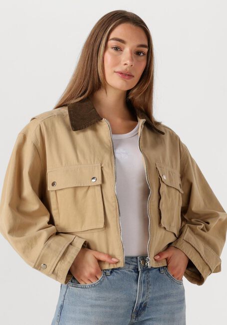 Camel NEO NOIR Leren jas RIVERA CANVAS BOXY JACKET - large
