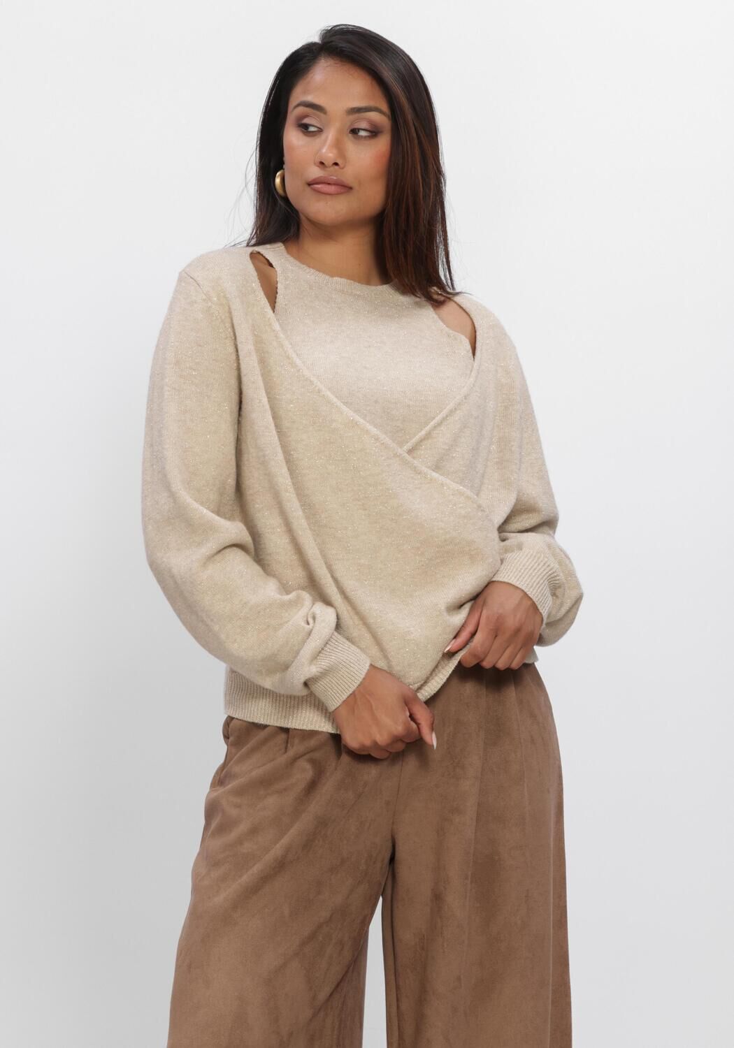 Beige NUKUS Trui MEREL PULLOVER LUREX - large