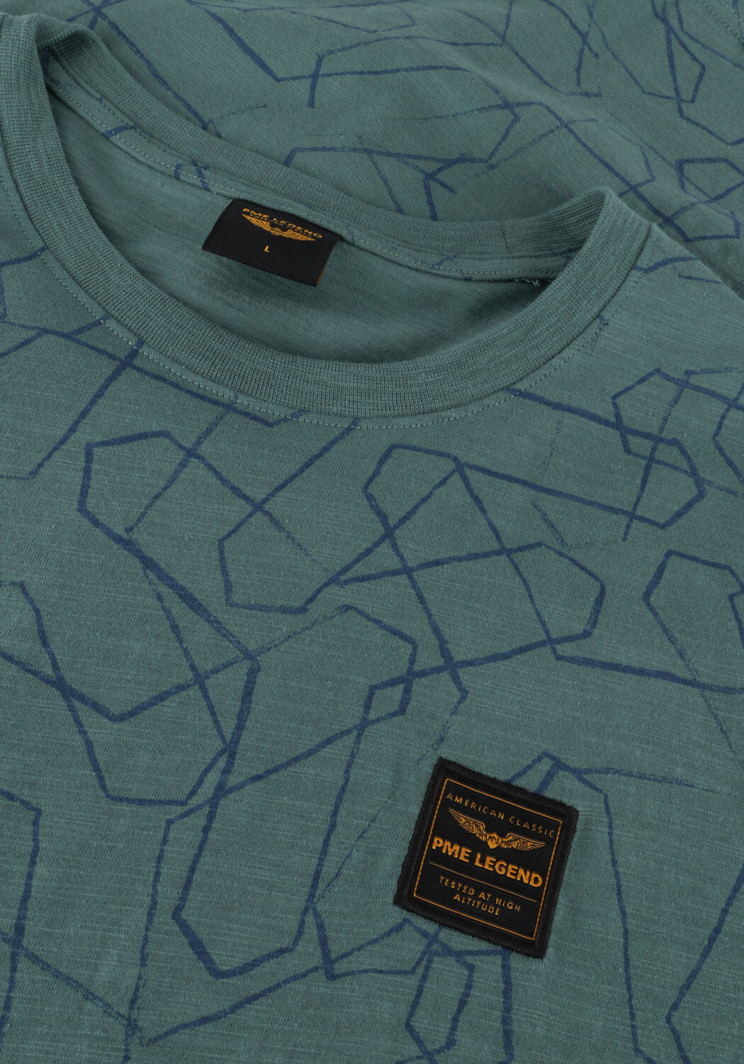 PME LEGEND T-shirt SHORT SLEEVE R-NECK SLUB JERSEY AOP en vert - large