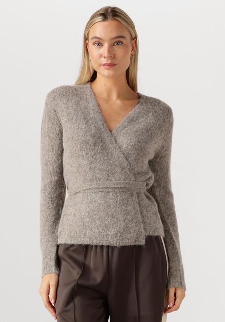 Taupe SELECTED WOMEN Trui SLFGABELLA LS KNIT BELT CARDIGAN - large