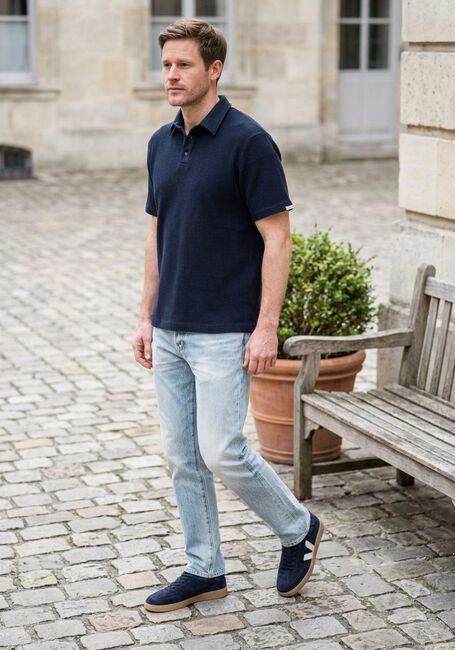 ANERKJENDT Polo AKKIKI WAFFLE POLO TEE Bleu fonc&eacute; - large
