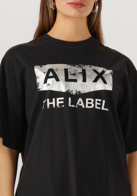 Zwarte ALIX THE LABEL T-shirt FOIL PRINT T-SHIRT - large