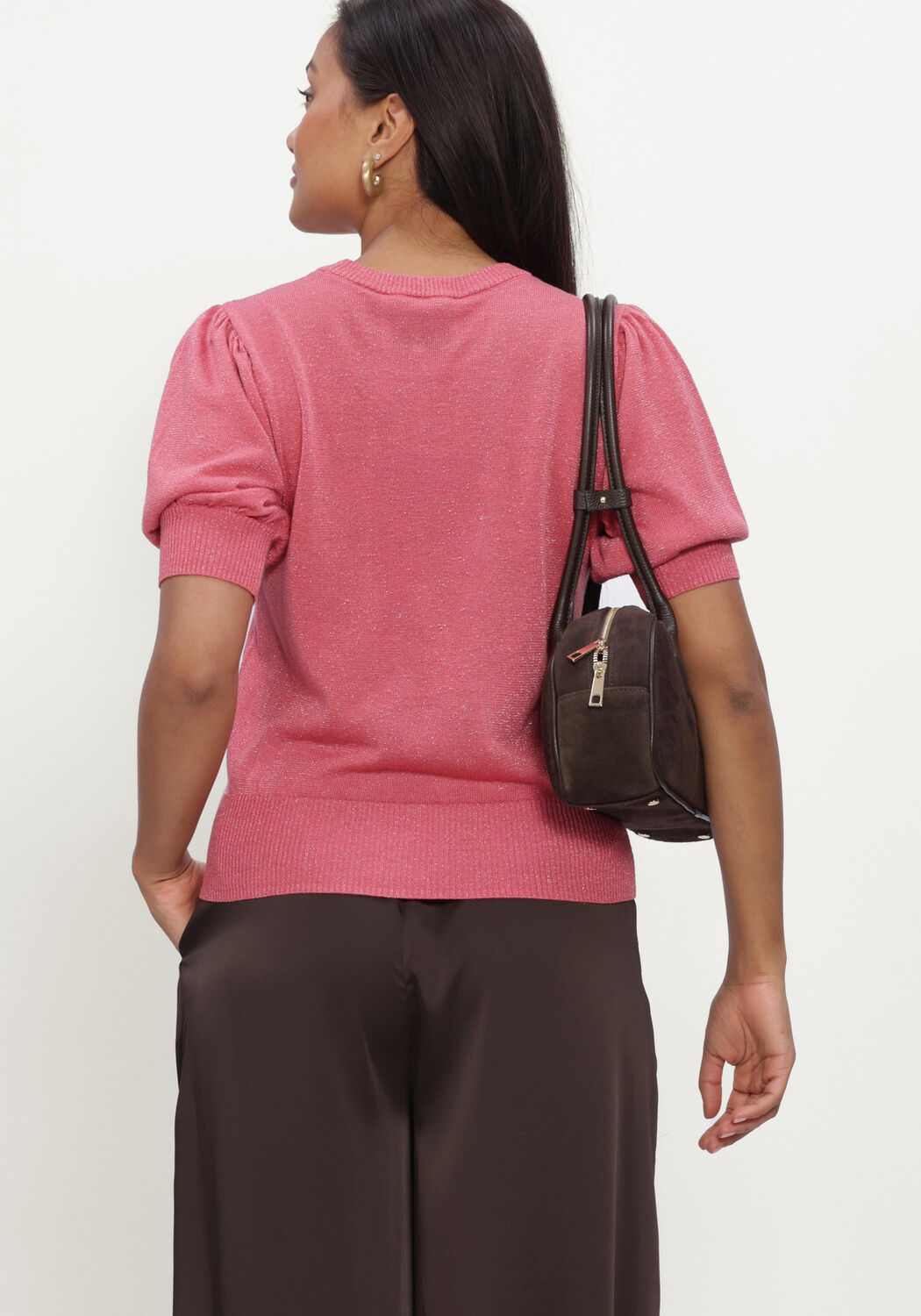 Roze MINUS Trui MSLIVA PUFF SLEEVE METALLIC KNIT PULLOVER - large