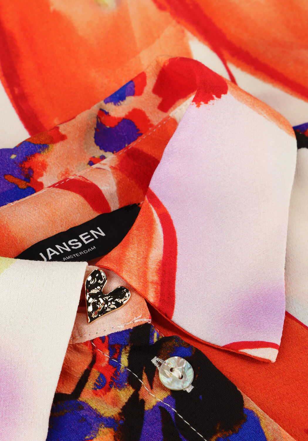 JANSEN AMSTERDAM WBF773 WOVEN PRINT BLOUSE 3/4 SLEEVE Blouses en orange - large